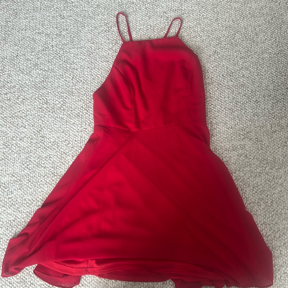 Red mini later cocktail dress